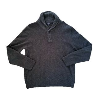 J Crew Shawl Collar Pullover Sweater Men’s L Charcoal Gray Lambswool‎